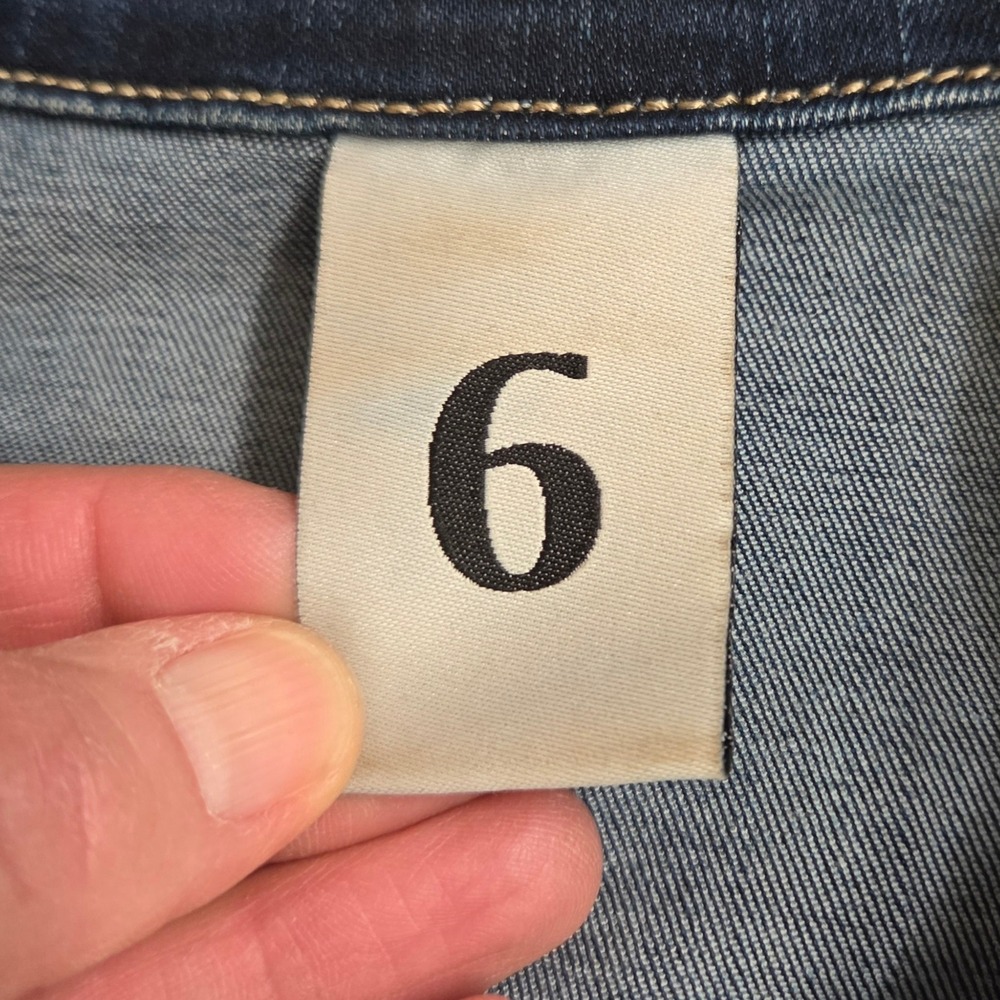 Six Denim Womens Distressed Jean Jacket Blue Medium Wash Size Small - Picture 3 of 7